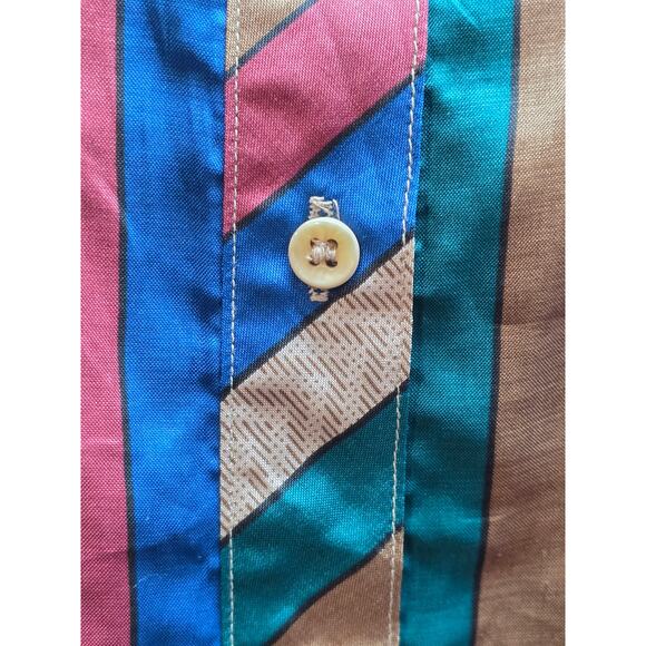 Ship n Shore Womens M/L Blouse 70s Retro Tailored Vertical Stripes Boho Hippie - Picture 4 of 11